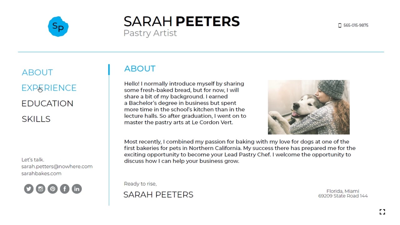 (Sarah) Interactive Resume Template