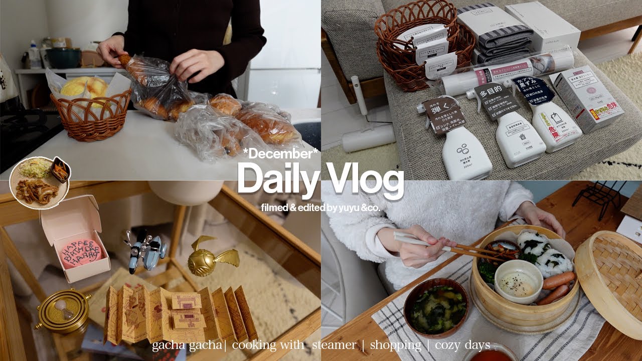 Daily Vlog 家でゆっくり過ごして、やりたかったことをする年末年始🎍🍪 | 日経電子版 | ガチャガチャ | 購入品紹介 | Productive | 蒸籠蒸し