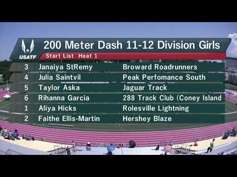 200m prelims heat 1 11-12 girls - 2019 USATF National Youth Outdoor Championships