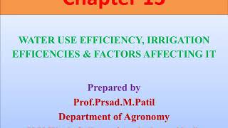 Water Use Efficiency and Factors affecting it