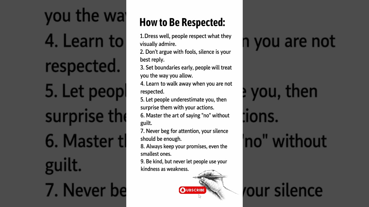 How To Be Respected💯 #respect #respectshorts #quotes #tricks #motivation #mindset #viral #shorts