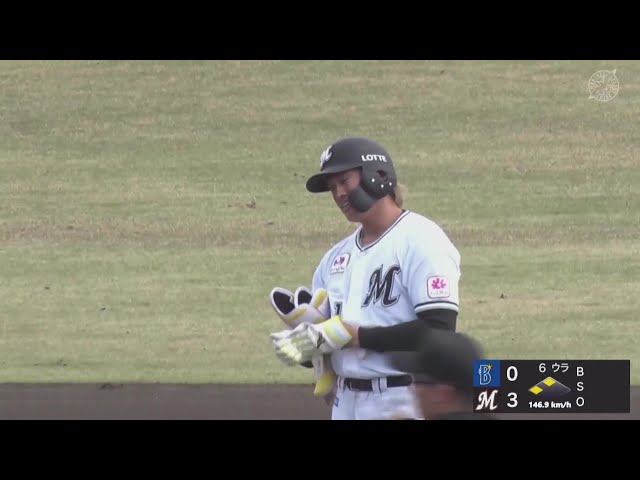 【ファーム】フェンス直撃!! マリーンズ・山本大斗 左中間へのタイムリー2ベースを放つ!! 2025年4月6日 千葉ロッテマリーンズ 対 横浜DeNAベイスターズ
