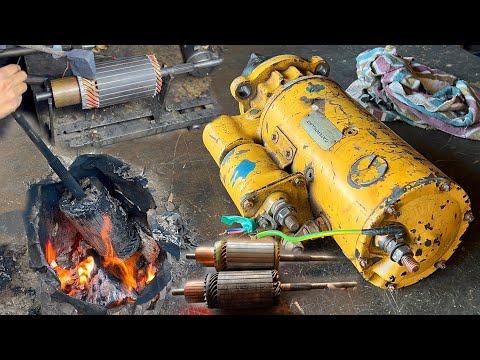 How Rewind  Caterpillar Starter Motor-Rebuilding Starter Motor Armature | Incredible Process