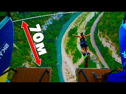 Я ПРЫГНУЛ!? Прыжок в ПРОПАСТЬ с 70 метров! Skypark, Сочи, банджи-джампинг!