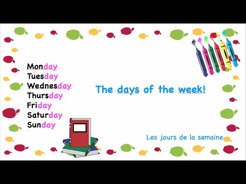 Anglais Débutant - Les jours de la semaine en anglais - Days of the week in English