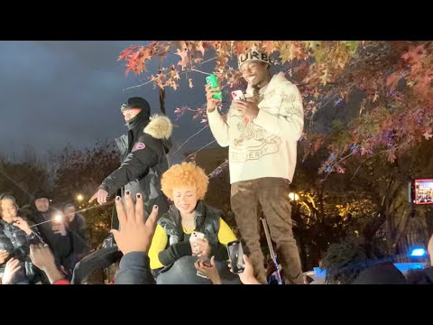 Lil TJay & Ice Spice Shut Down Entire Bronx Giving Out Turkeys In The Hood