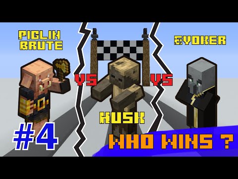 Piglin Brute vs Evoker vs Husk Who Will Wins?