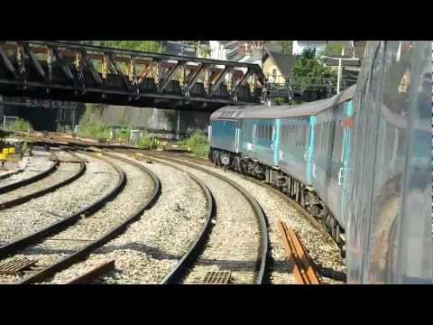 Class 57 leaves Newport station hauling 'WAG Express'