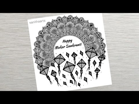 Makar Sankranti Drawing how to draw mandala for beginners Makar Sankranti mandala Doodle art