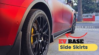 Side Skirts with Matte Black Finish from EVBASE: The Must-Have Mod for Your Tesla Model Y & 3