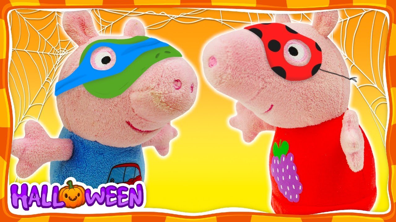 Peppa Pig et ses amis font des costumes pour Halloween. Vidéo en français pour enfants.