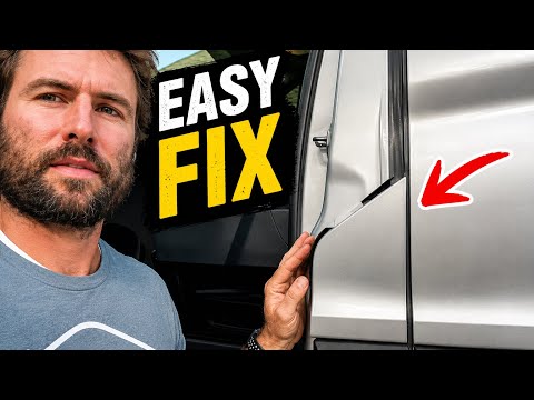 Full detail replacing gas door on Ford Transit van