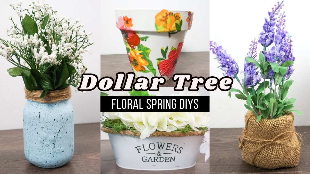 DOLLAR TREE SPRING DECOR 2021 | FARMHOUSE FLORAL SPRING DIYS | #FriendFriday