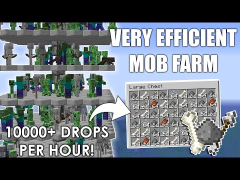 Minecraft: EASY Efficient MOB FARM Tutorial 1.16.4 | Zombie Creeper Skeleton Farm