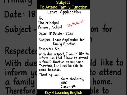 Application | for attending Family function Leave Application | #English
