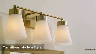 Watch A Video About the Hemingway Soft Gold and Cloud Glass 3 Light Bath Light