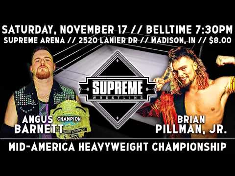 Brian Pillman Jr vs Angus Barnett Mid America Title Match Supreme Wrestling 11/17/2018