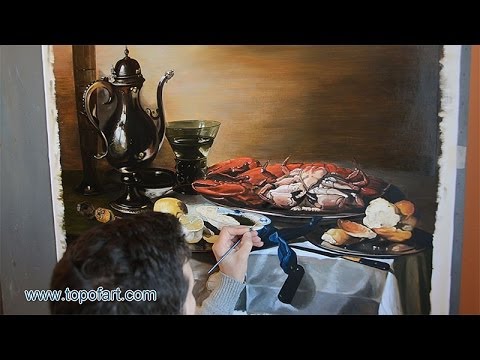 Art Reproduction (Pieter Claesz - Still Life with Lobster) Hand-Painted Oil Painting