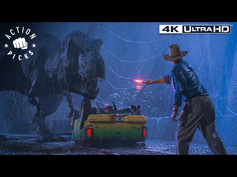 The T.Rex Attacks The Jeep (Iconic Scene) | Jurassic Park 4k HDR