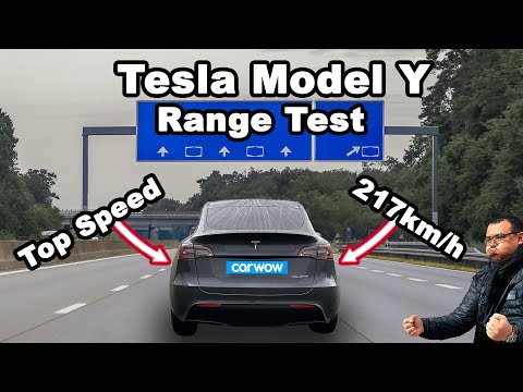Tesla Model Y 🔋 In 45min leer ? Range Test - Top Speed - 100-217km/h - Autobahn - Reichweite