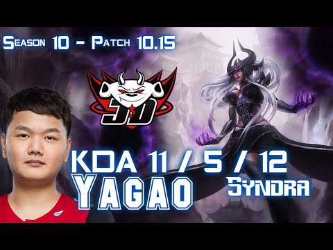 JDG Yagao SYNDRA vs FIZZ Mid - Patch 10.15 KR Ranked