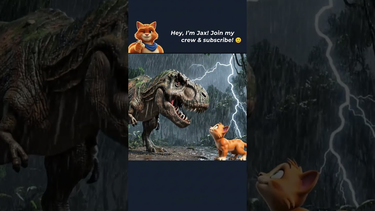 Muscular Cat vs. T-Rex! (Jurassic Park Parody) 🦖😂 #shorts #jurassicpark #fyp #viral #1k #1m #fe #3d