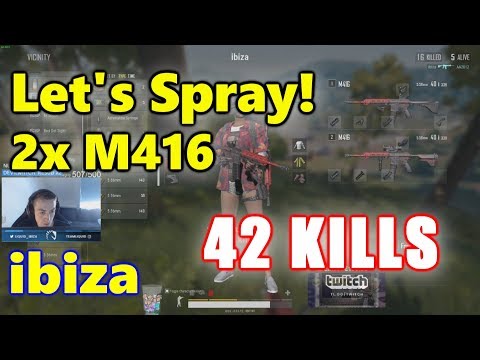 PUBG - ibiza, Larsen, Faze Fuzzface & sprEEEzy - 42 KILLS - 2x M416 - Let's Spray! #SQUAD