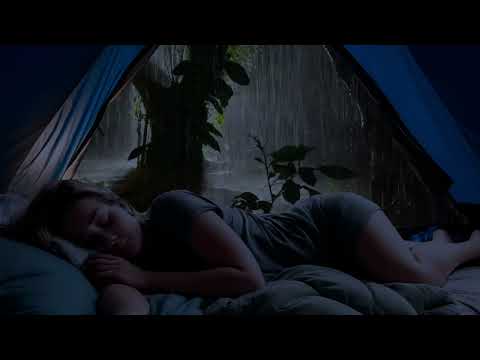 Rain on Tent and Campfire Crackling Near the River - 10 Hrs Video w/ Sounds for Relaxation and Sleep
