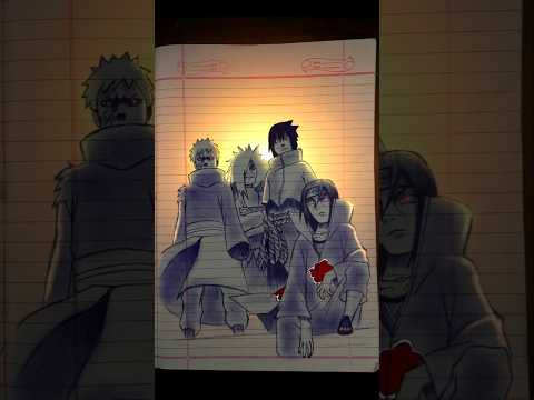 itachi  sasuke obito and madara pen sketch #shorts #animedrawing