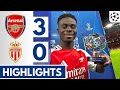 HIGHLIGHTS Arsenal Vs AS Monaco 3 0 Champions League Saka Scores Lewis Skelly Impresses