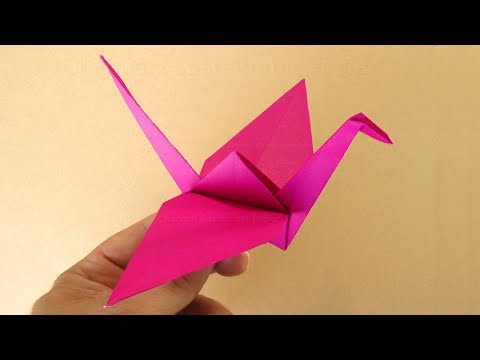 Origami: Kranich falten - Vogel Basteln mit Kindern - Bastelideen - Origami Tiere falten