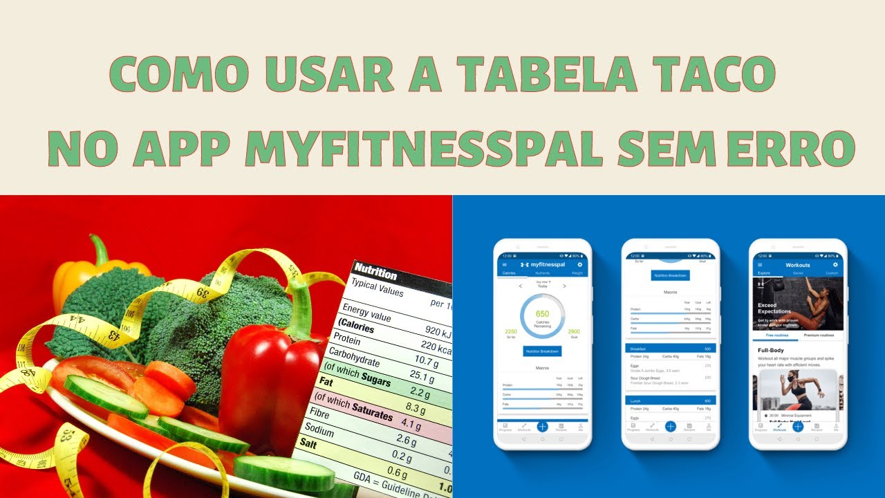 COMO USAR A TABELA TACO NO APP MYFITNESSPAL SEM ERRO