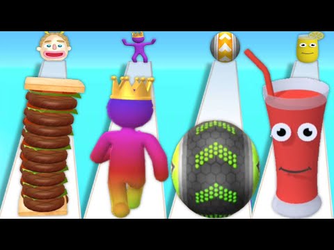 SANDWICH RUNNER vs GIANT RUSH vs GOING BALLS vs JUICE RUN - Quadruple Game