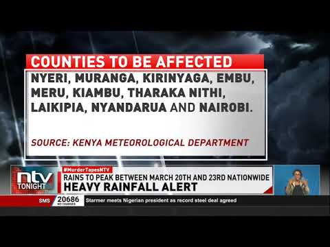 Kenya Met Department issues a warning of heavy rainfall expected across many parts of the country