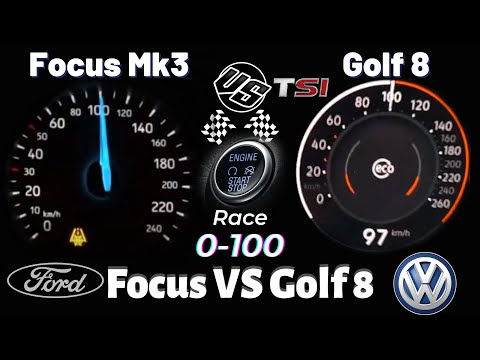 Focus 1.6 Ti-VCT 125 Hp VS Vw Golf 8 2023 1.0 Tsi 110 Hp 0-100 acceleration battle review speed test