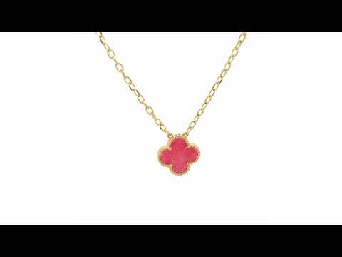 9ct Yellow Gold Rhodolite Four Leaf Clover Pendant - 05200132 | Johnsons Jewellers