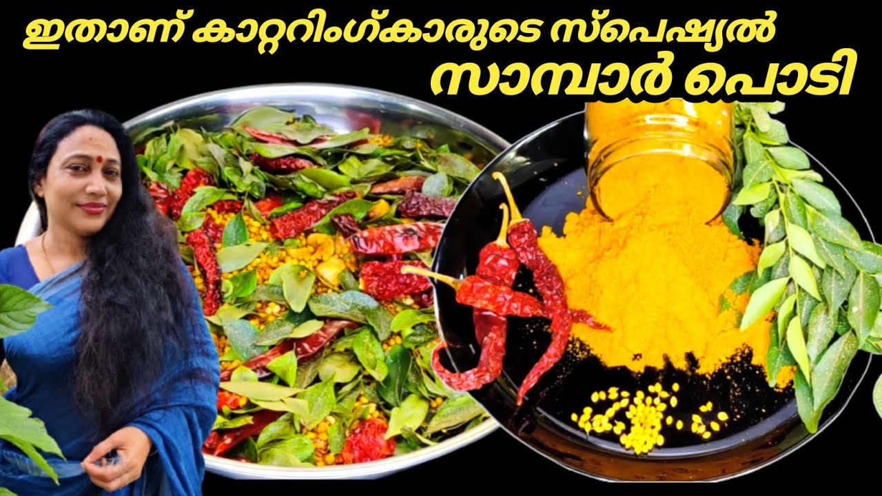 How To Make Homemade Sambar Powder | Sambar Podi Recipe in Malayalam | Kerala Style Sambar Podi