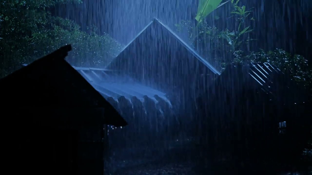 Stormy Night Help You Fall Asleep Fast | Rain Sleep Sounds | Heavy Rain on Roof & Powerful Thunder