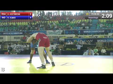 Repechage   Freestyle Wrestling 86 kg   N KUMAR IND vs A HIETBRINK RSA   Tashkent 2014