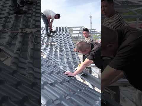 Steel structure roof installation resin tile process