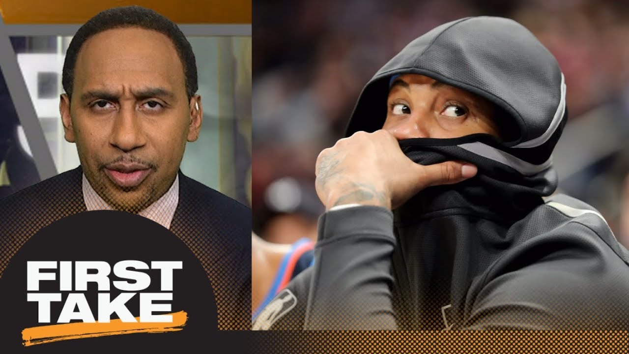 Do you believe Carmelo Anthony? Stephen A. Smith says 'hell no' | First Take | ESPN