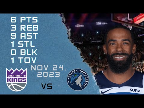 Mike Conley player Highlights TIMBERWOLVES vs KINGS NBA Regular season game 24-11-2023