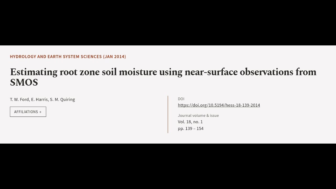 Estimating root zone soil moisture using near-surface observations from SMOS | RTCL.TV