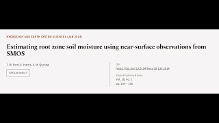 Estimating root zone soil moisture using near-surface observations from SMOS | RTCL.TV