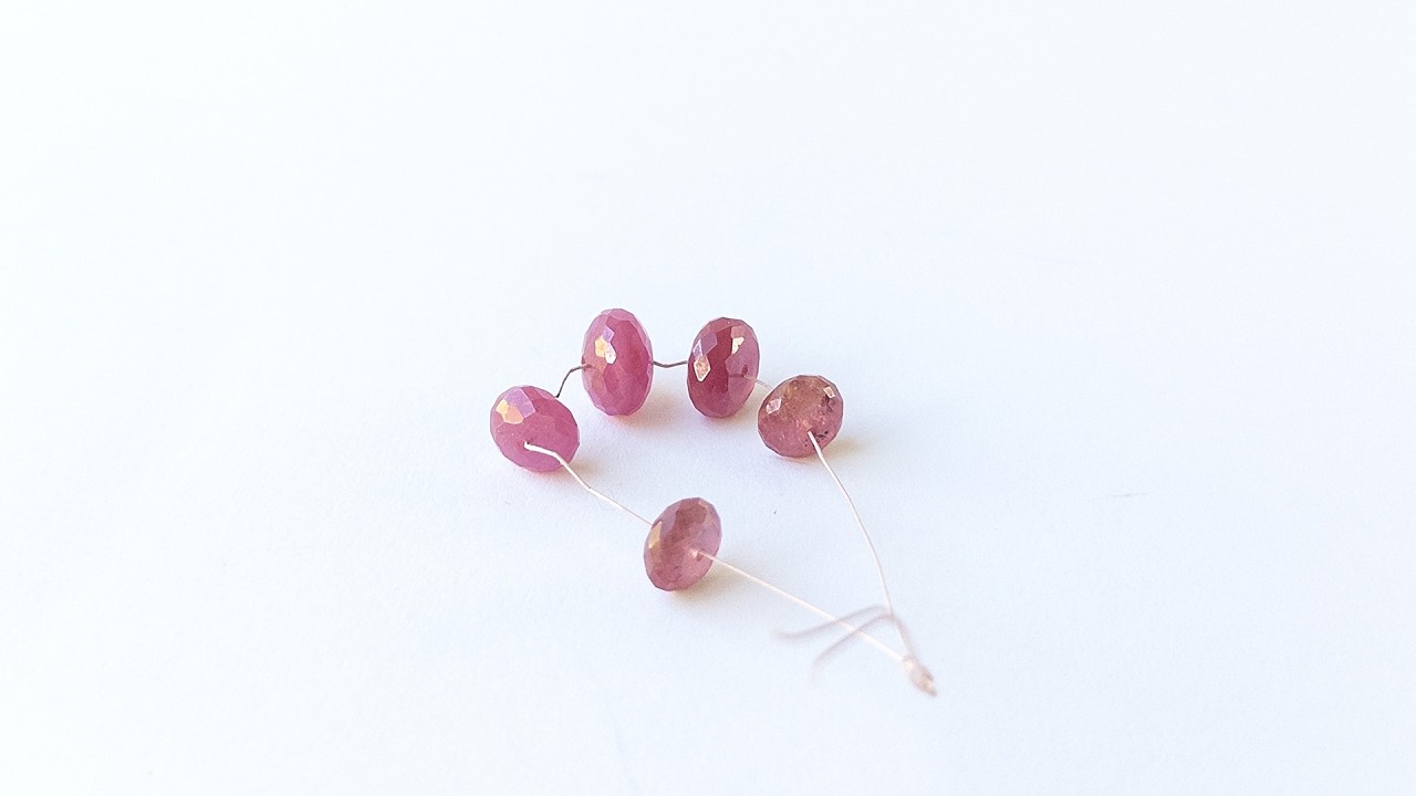 Ruby | Faceted Rondelle | 8.5-10.7mm Bead Size | 5 Pieces | 27 Carats video