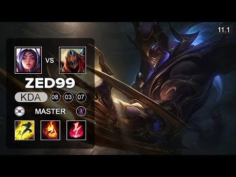 Zed99 Zed Mid vs Irelia - KR Master Patch 11.1