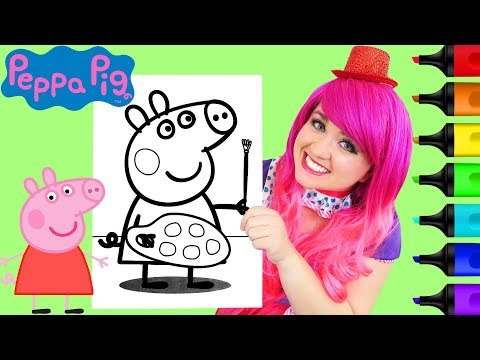 Coloring Peppa Pig Painting Coloring Book Page Prismacolor Paint Markers | KiMMi THE CLOWN Video