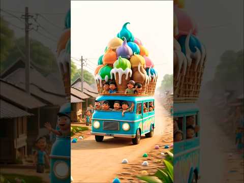 Boys in a bus filled with an ice cream went out to travel🥱😄🍦😋#icecream #icecreambus #aiart #viral
