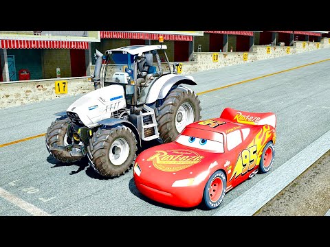 Lightning McQueen vs Lamborghini Tractor R6 125 at Top Gear Track
