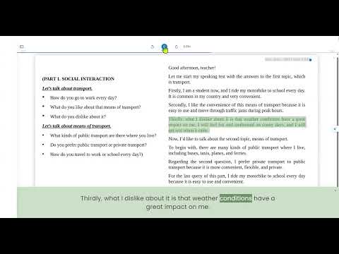 VSTEP SPEAKING TEST - TOPIC 1: TRANSPORT - TEST 1 - PART 1